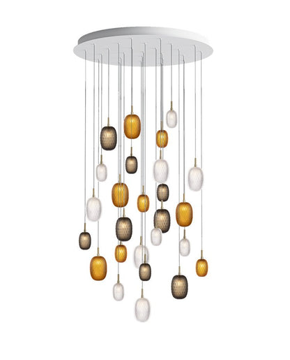 Elegant Chromatic Gem Drop Chandelier - Adjustable Height, LED Compati