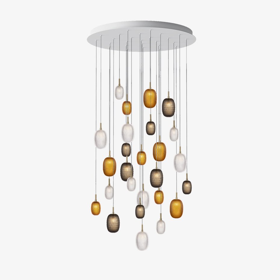 Elegant Chromatic Gem Drop Chandelier - Adjustable Height, LED Compati