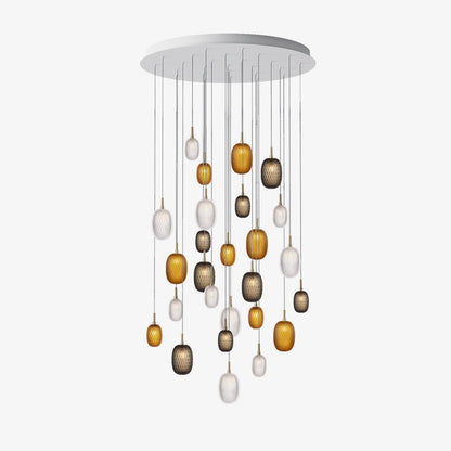 Elegant Chromatic Gem Drop Chandelier - Adjustable Height, LED Compati