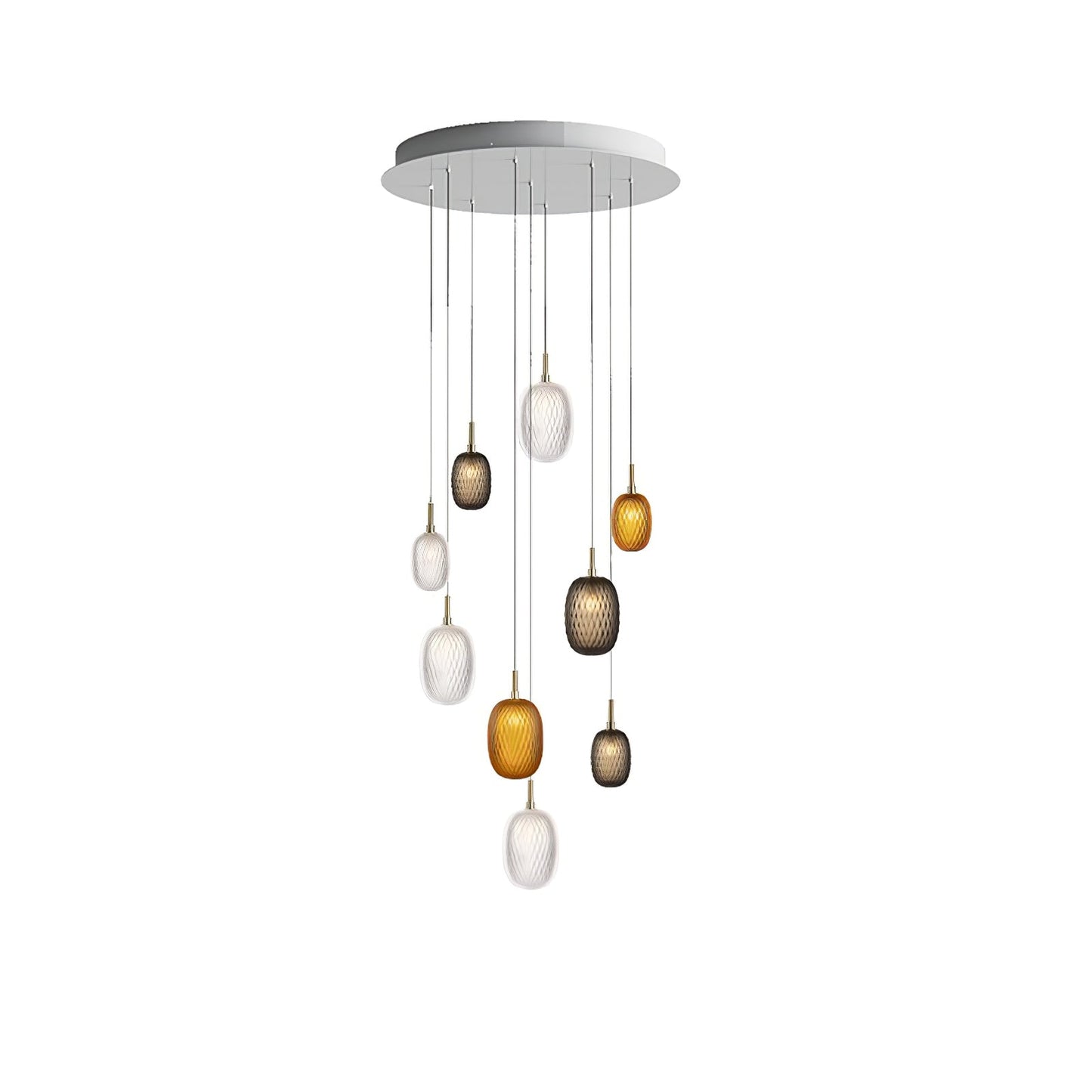 Elegant Chromatic Gem Drop Chandelier - Adjustable Height, LED Compati