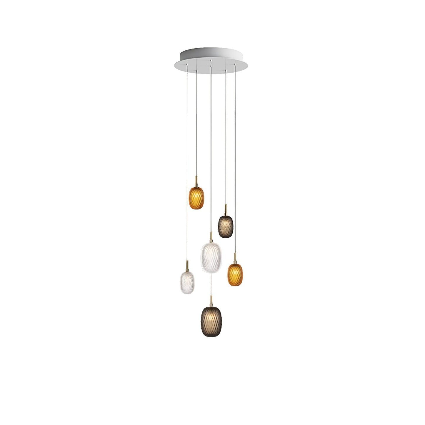 Elegant Chromatic Gem Drop Chandelier - Adjustable Height, LED Compati