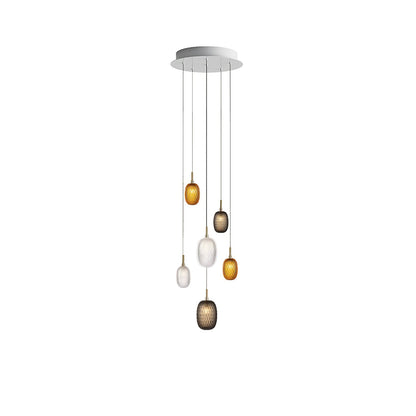 Elegant Chromatic Gem Drop Chandelier - Adjustable Height, LED Compati