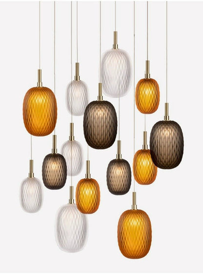 Elegant Chromatic Gem Drop Chandelier - Adjustable Height, LED Compati