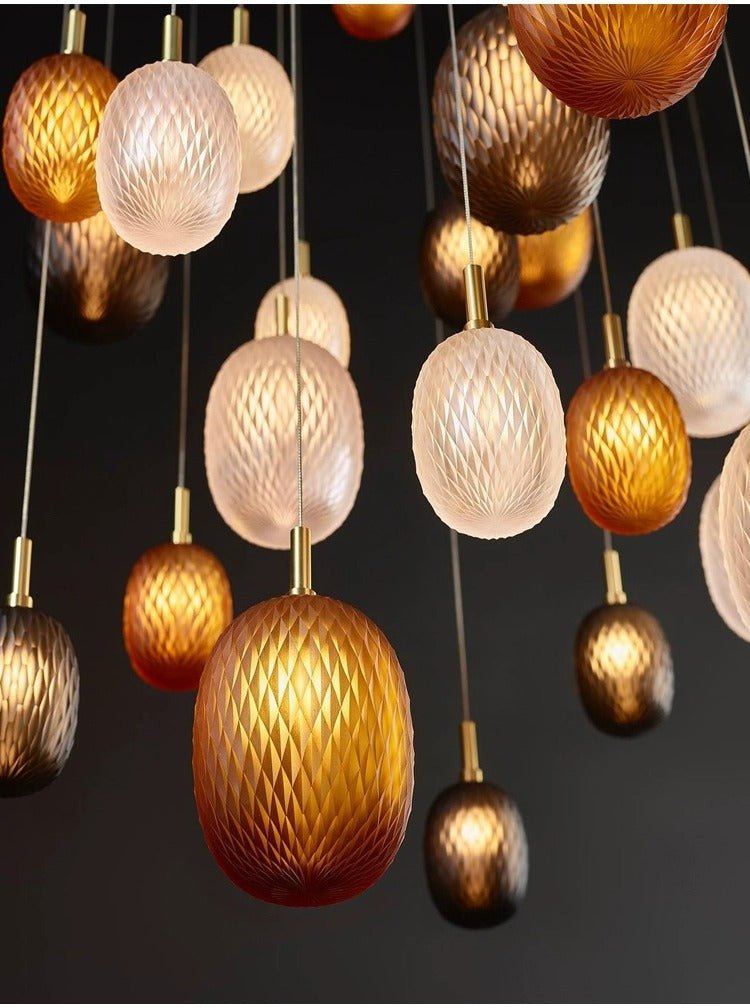 Elegant Chromatic Gem Drop Chandelier - Adjustable Height, LED Compati