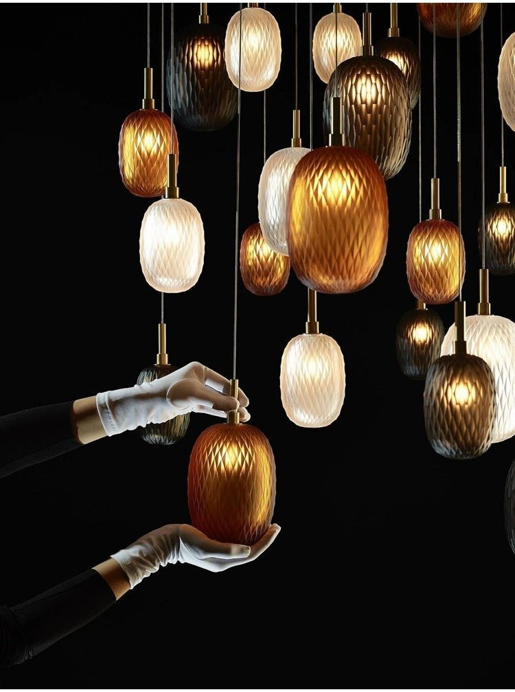 Elegant Chromatic Gem Drop Chandelier - Adjustable Height, LED Compati
