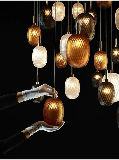 Elegant Chromatic Gem Drop Chandelier - Adjustable Height, LED Compati