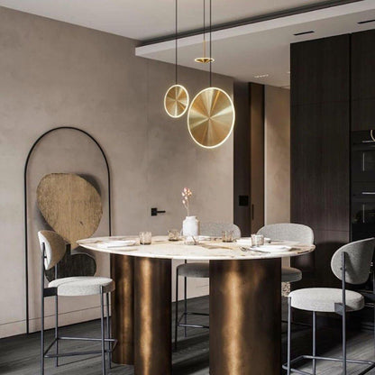 Copper Dish Pendant Light with LED Compatibility — side view