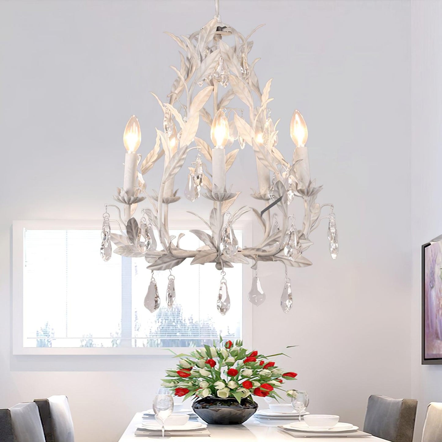 Circeo 5-Light Chandelier with Adjustable Height and Modern Elegance