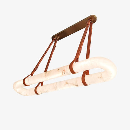 Elegant Circle Alabaster Chandelier with Adjustable Height & Soft Ligh