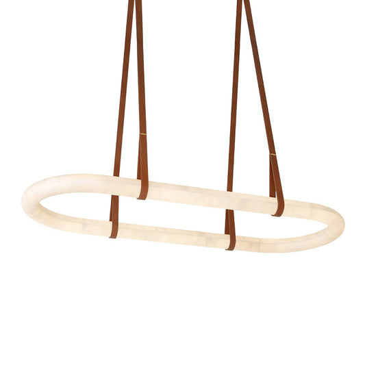Elegant Circle Alabaster Chandelier with Adjustable Height & Soft Ligh