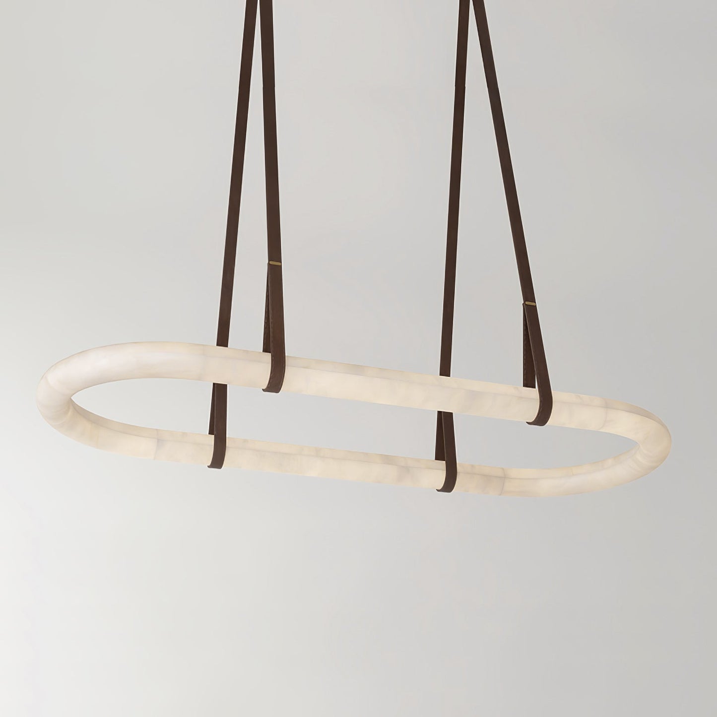 Elegant Circle Alabaster Chandelier with Adjustable Height & Soft Ligh