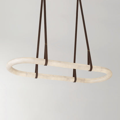 Elegant Circle Alabaster Chandelier with Adjustable Height & Soft Ligh