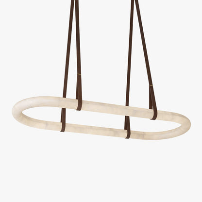 Elegant Circle Alabaster Chandelier with Adjustable Height & Soft Ligh