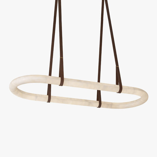Elegant Circle Alabaster Chandelier with Adjustable Height & Soft Ligh