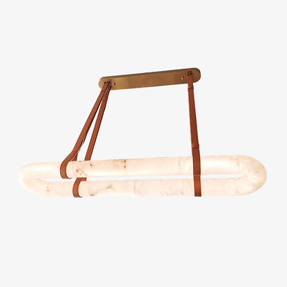 Elegant Circle Alabaster Chandelier with Adjustable Height & Soft Ligh