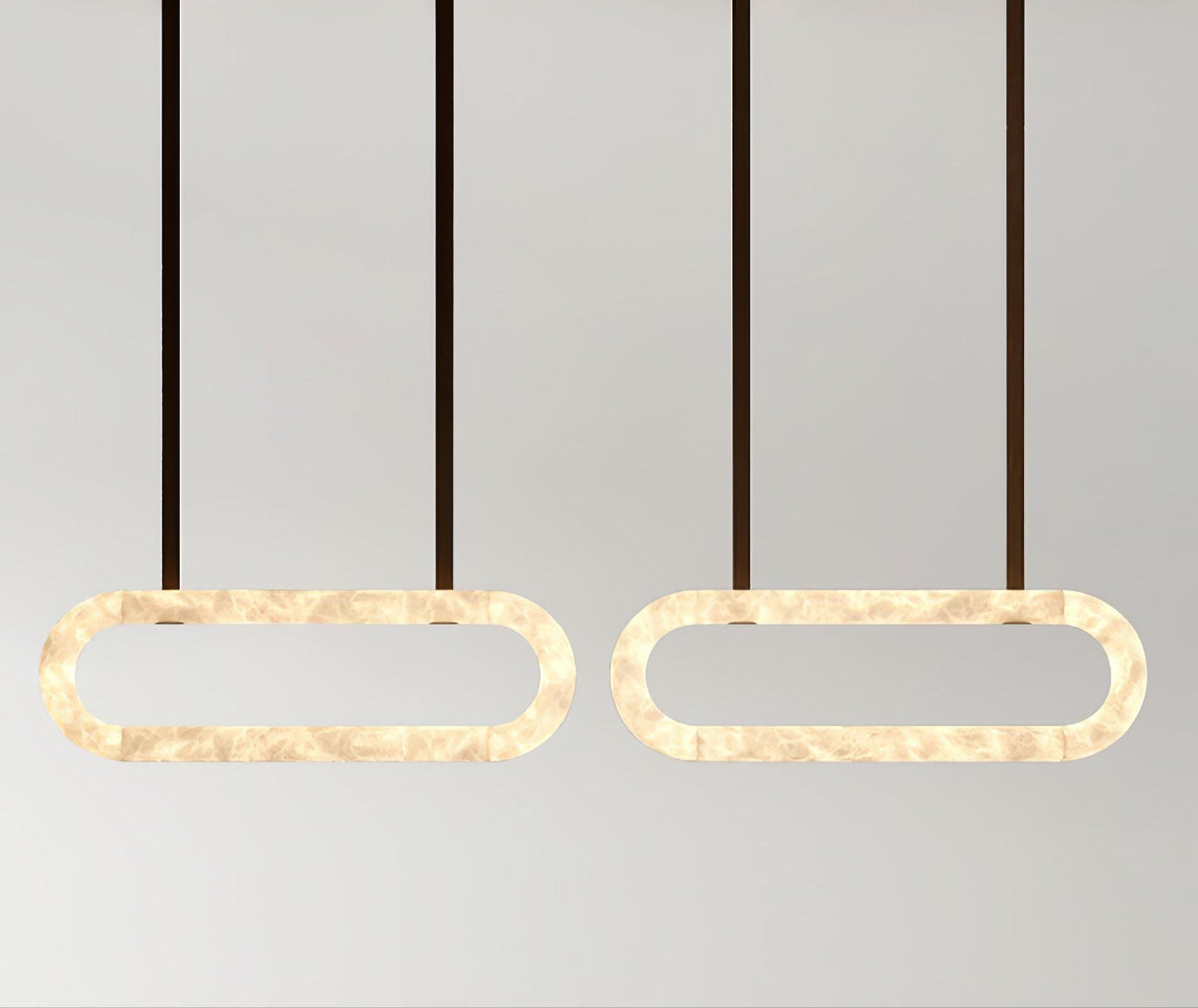Elegant Circle Alabaster Chandelier with Adjustable Height & Soft Ligh