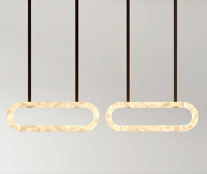 Elegant Circle Alabaster Chandelier with Adjustable Height & Soft Ligh