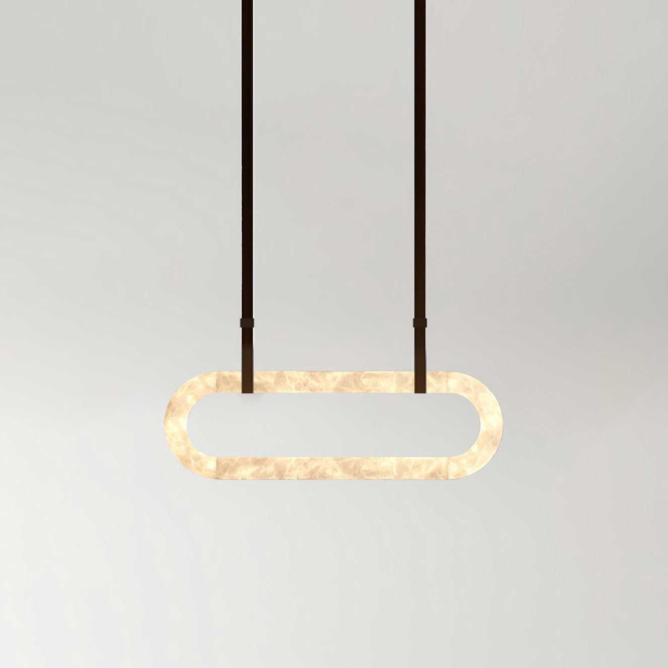 Elegant Circle Alabaster Chandelier with Adjustable Height & Soft Ligh