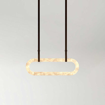 Elegant Circle Alabaster Chandelier with Adjustable Height & Soft Ligh