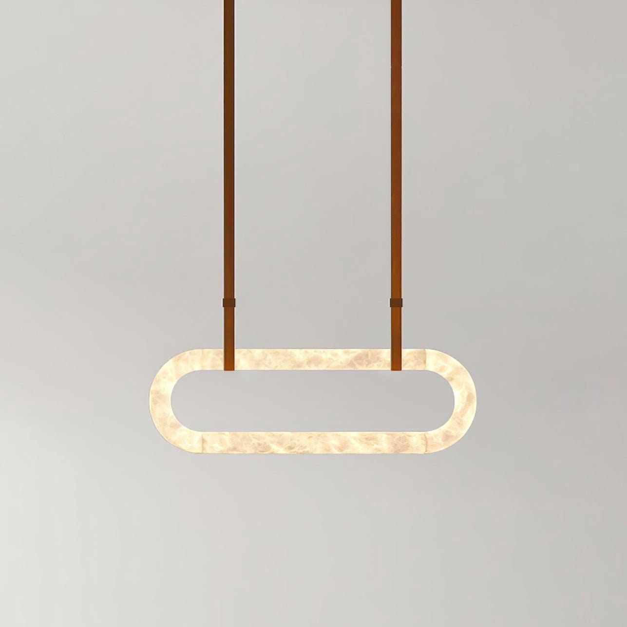 Elegant Circle Alabaster Chandelier with Adjustable Height & Soft Ligh