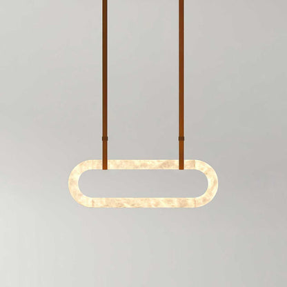 Elegant Circle Alabaster Chandelier with Adjustable Height & Soft Ligh