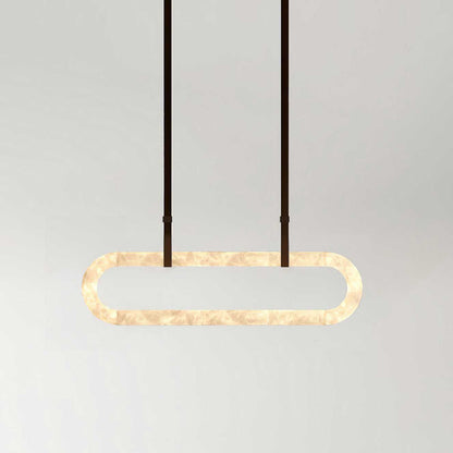 Elegant Circle Alabaster Chandelier with Adjustable Height & Soft Ligh