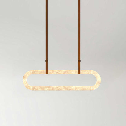 Elegant Circle Alabaster Chandelier with Adjustable Height & Soft Ligh