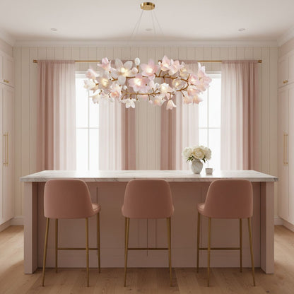 Elegant Circular Blossom Chandelier - Dimmable LED & Adjustable Height