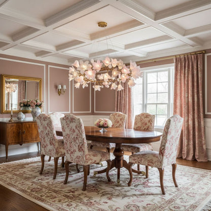 Elegant Circular Blossom Chandelier - Dimmable LED & Adjustable Height