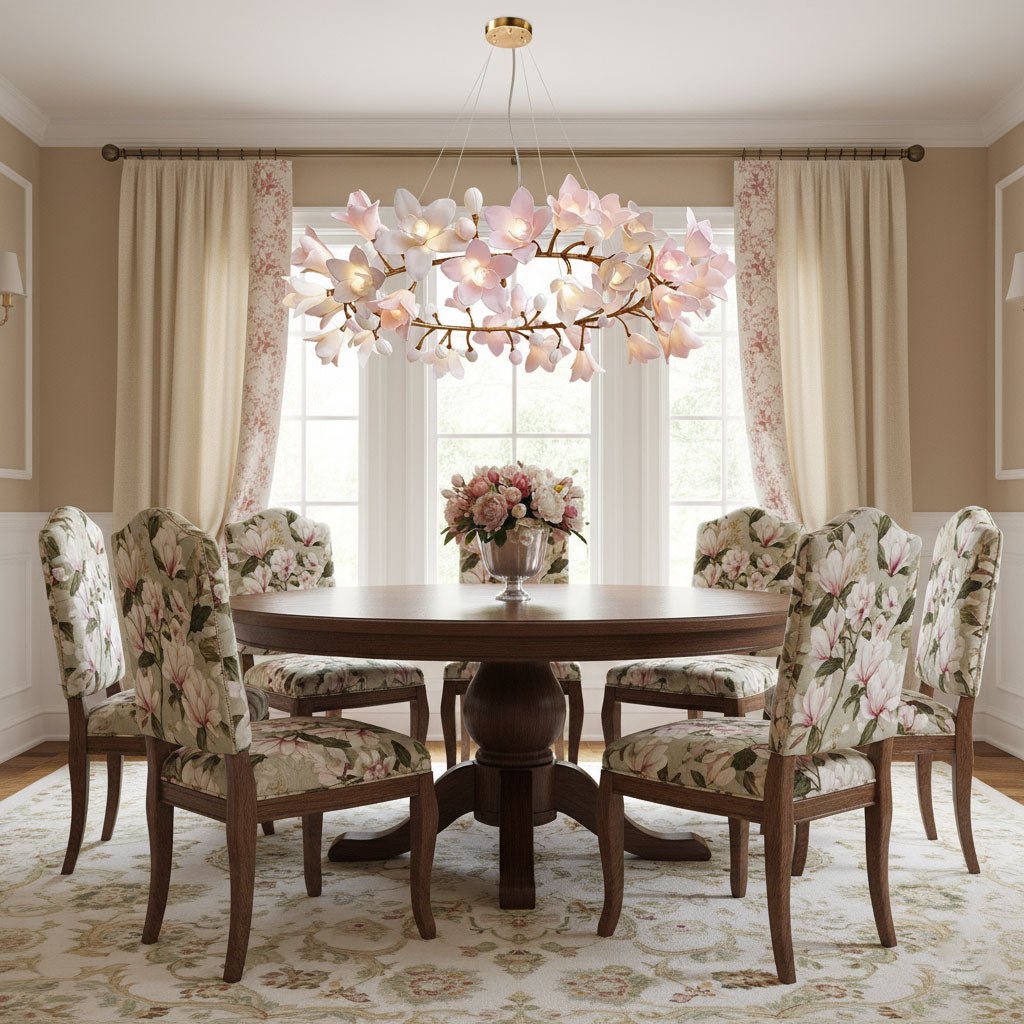 Elegant Circular Blossom Chandelier - Dimmable LED & Adjustable Height