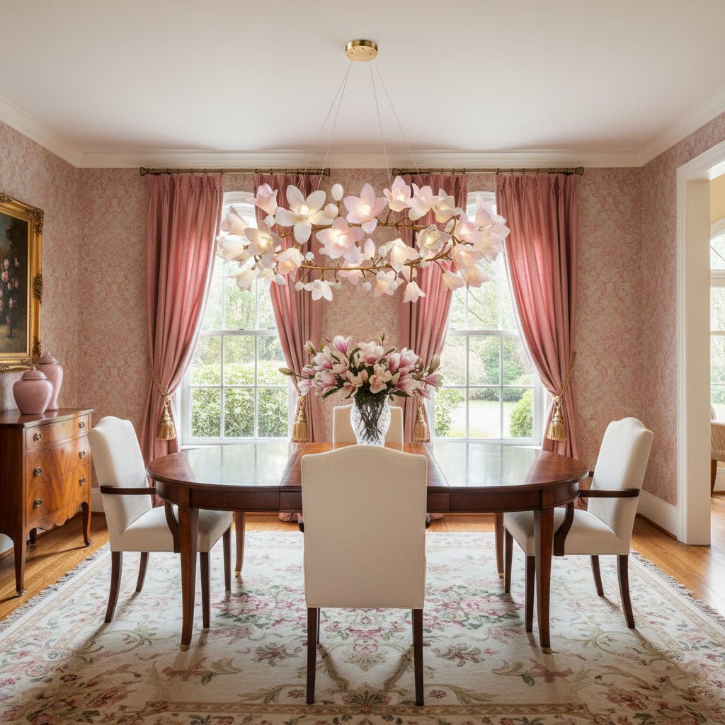 Elegant Circular Blossom Chandelier - Dimmable LED & Adjustable Height