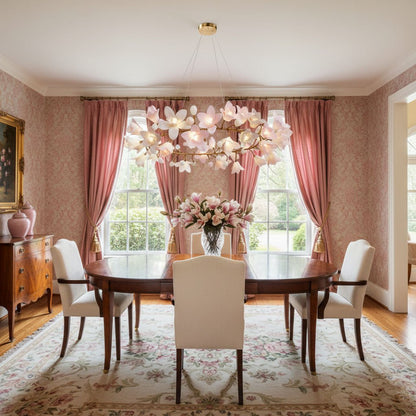 Elegant Circular Blossom Chandelier - Dimmable LED & Adjustable Height