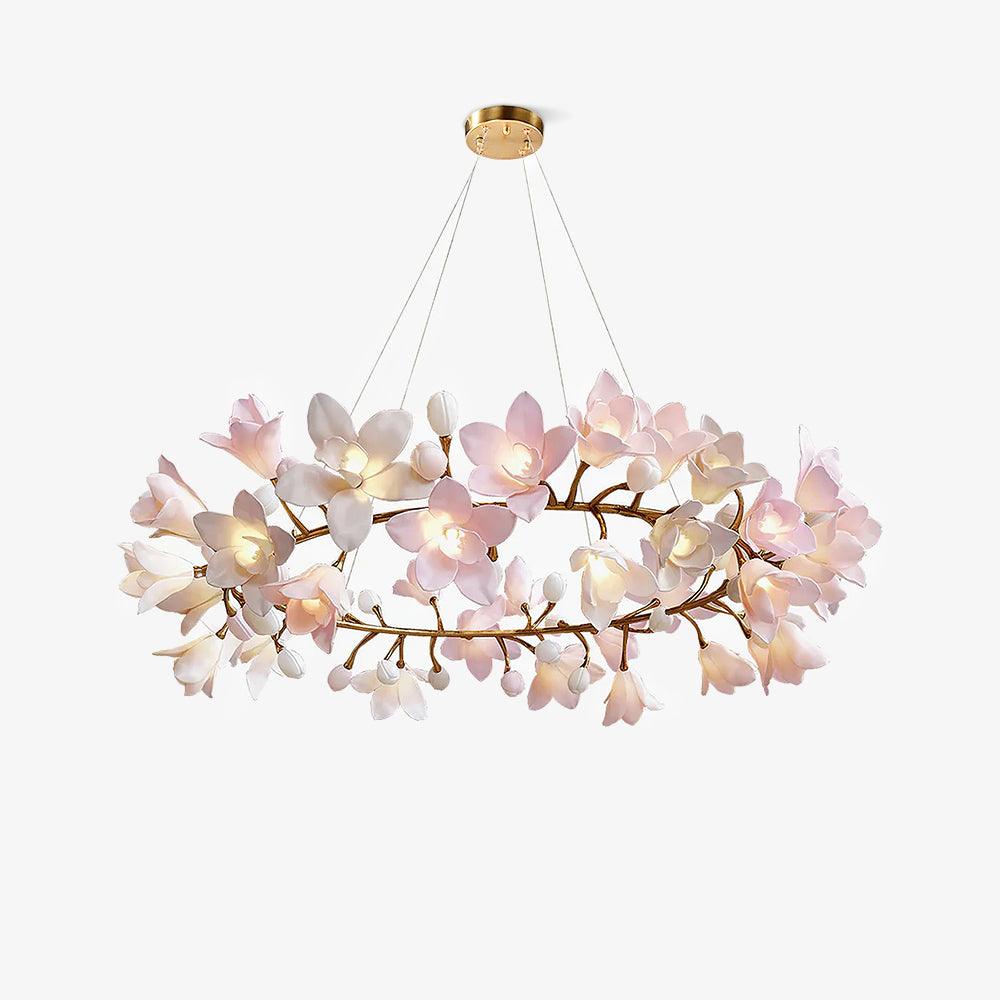 Elegant Circular Blossom Chandelier - Dimmable LED & Adjustable Height