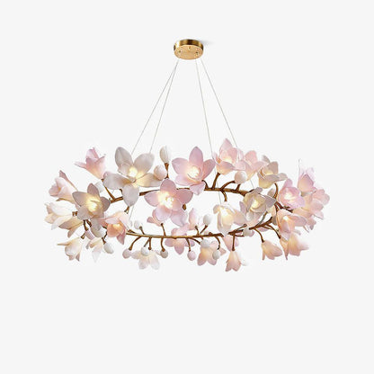 Elegant Circular Blossom Chandelier - Dimmable LED & Adjustable Height