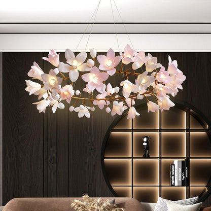 Elegant Circular Blossom Chandelier - Dimmable LED & Adjustable Height