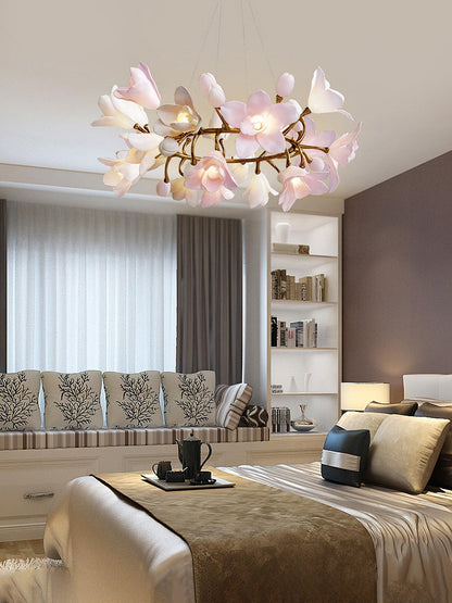 Elegant Circular Blossom Chandelier - Dimmable LED & Adjustable Height