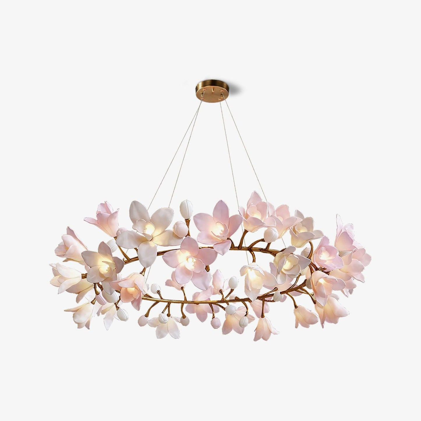 Elegant Circular Blossom Chandelier - Dimmable LED & Adjustable Height