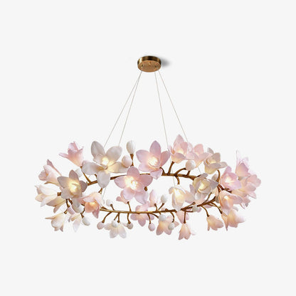 Elegant Circular Blossom Chandelier - Dimmable LED & Adjustable Height