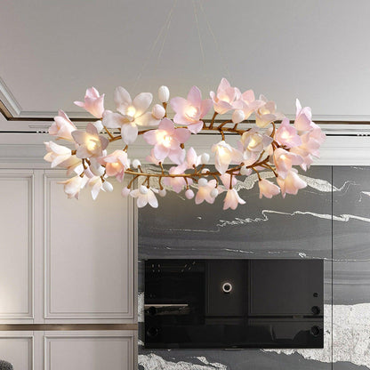 Elegant Circular Blossom Chandelier - Dimmable LED & Adjustable Height