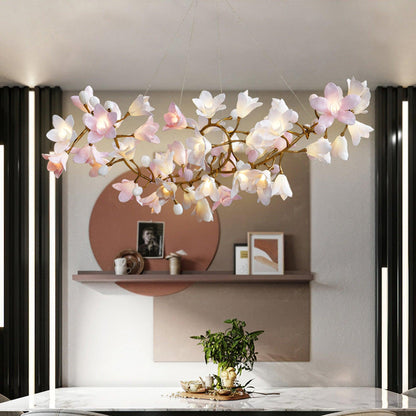Elegant Circular Blossom Chandelier - Dimmable LED & Adjustable Height