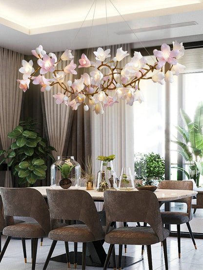 Elegant Circular Blossom Chandelier - Dimmable LED & Adjustable Height