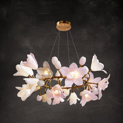 Elegant Circular Blossom Chandelier - Dimmable LED & Adjustable Height