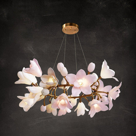 Elegant Circular Blossom Chandelier - Dimmable LED & Adjustable Height