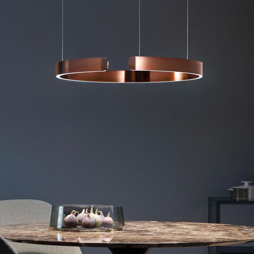 Modern Circular Chandelier - Adjustable LED Lighting & Dimmable Featur