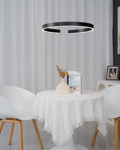 Modern Circular Chandelier - Adjustable LED Lighting & Dimmable Featur