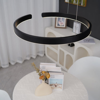 Modern Circular Chandelier - Adjustable LED Lighting & Dimmable Featur