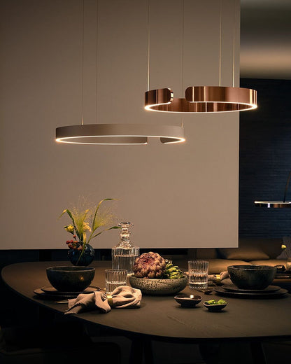 Modern Circular Chandelier - Adjustable LED Lighting & Dimmable Featur