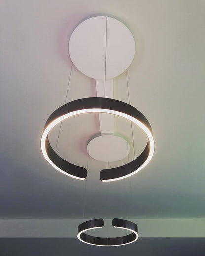 Modern Circular Chandelier - Adjustable LED Lighting & Dimmable Featur