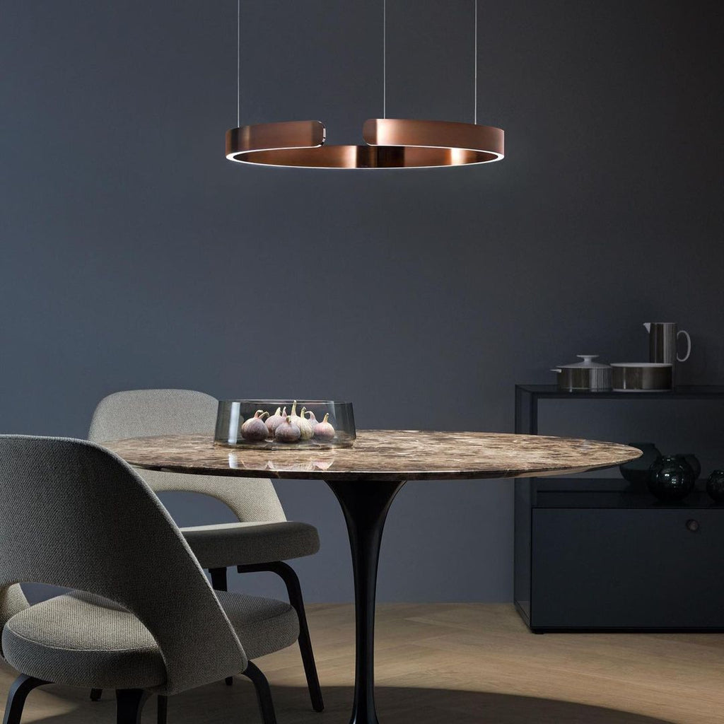 Modern Circular Chandelier - Adjustable LED Lighting & Dimmable Featur