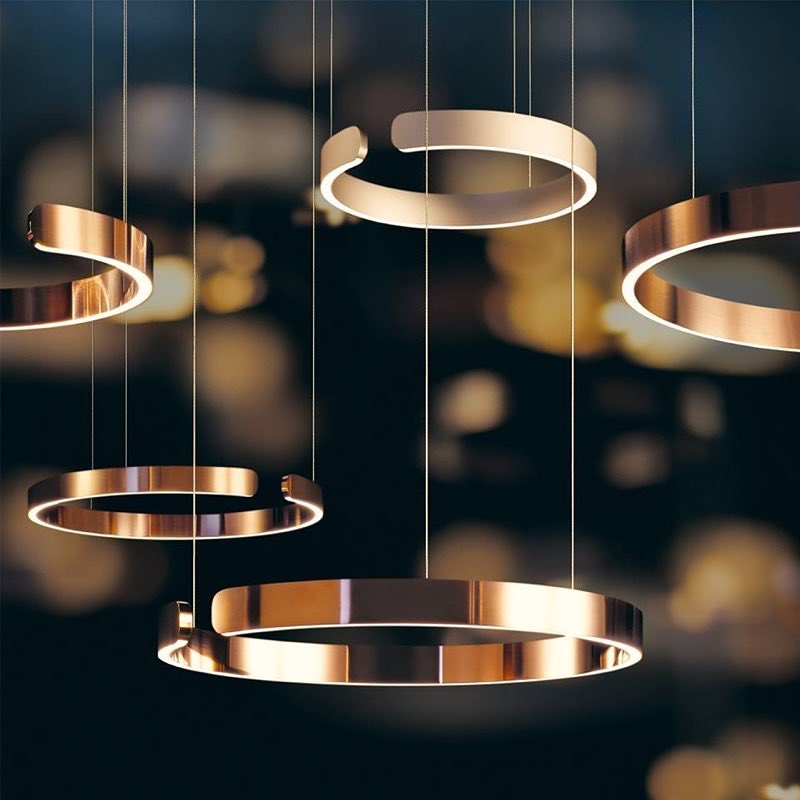 Modern Circular Chandelier - Adjustable LED Lighting & Dimmable Featur